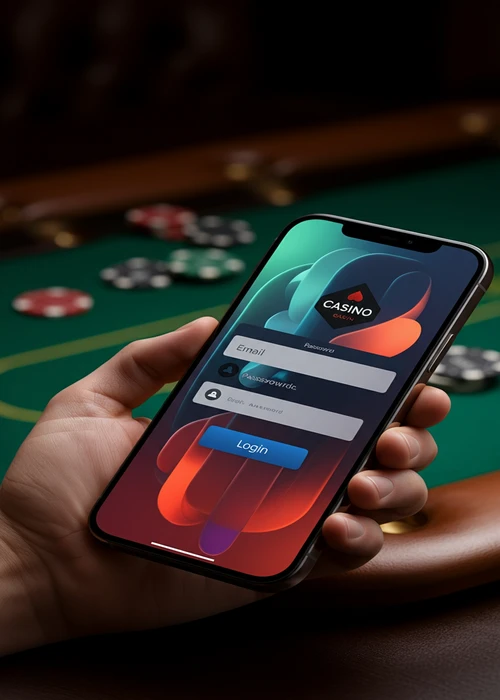 Interface de connexion sécurisée de Casinozer affichant les champs d'identification et le logo du casino, avec un fond discret d'éléments de jeu.